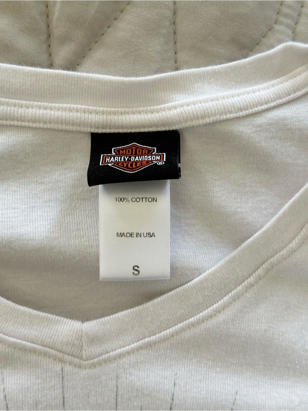 Harley-Davidson Women’s White Black Long Sleeve V-Neck Shirt Biker Streetwear Sm - Picture 8 of 9